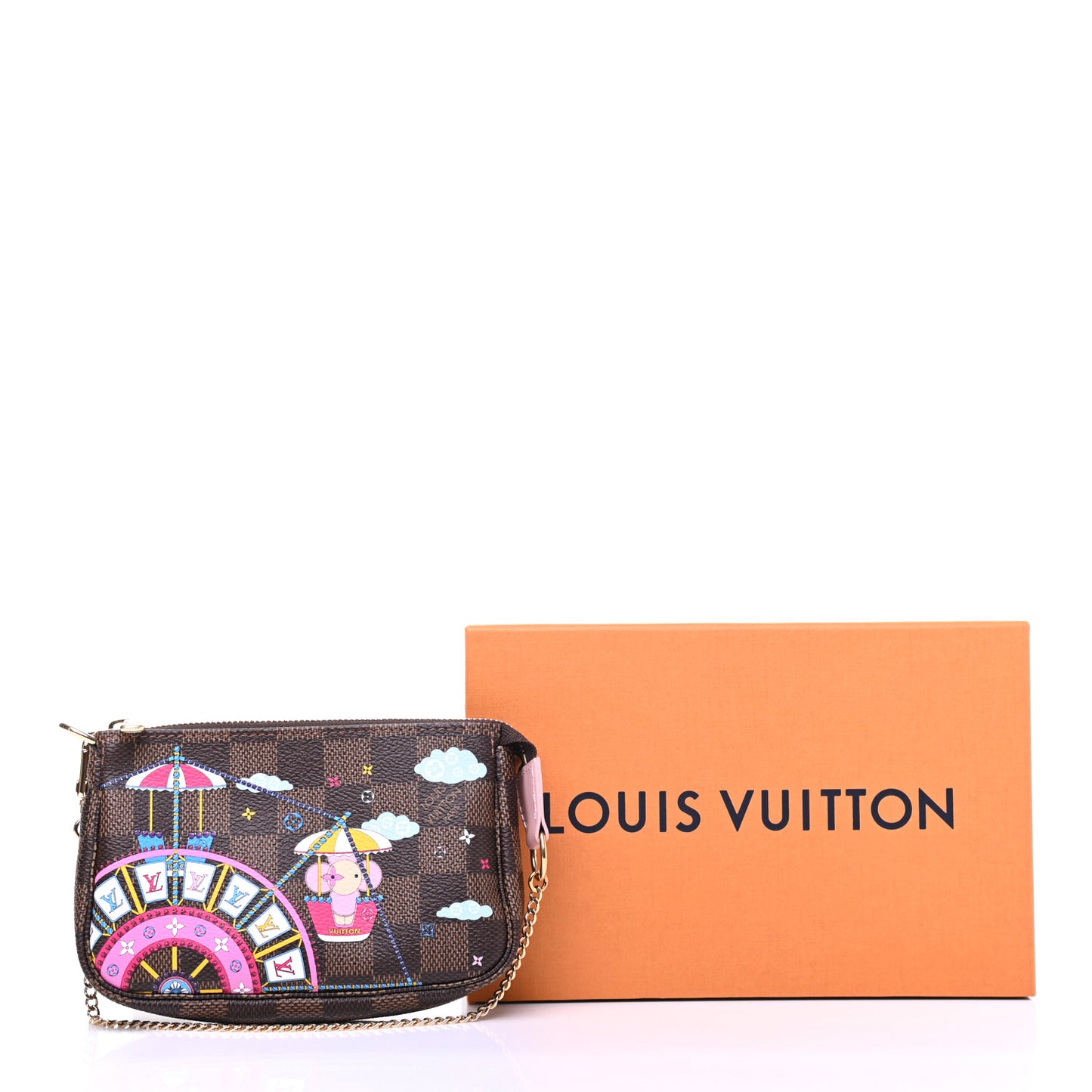 Damier Ebene 2020 Christmas Animation Big Wheel Mini Pochette Accessories Rose Ballerine