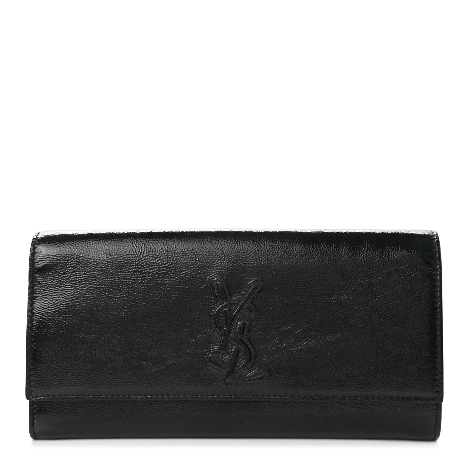 Saint Laurent Textured Patent Monogram Belle De Jour Clutch Black 1 of 8