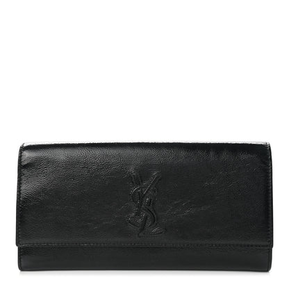Saint Laurent Textured Patent Monogram Belle De Jour Clutch Black 1 of 8