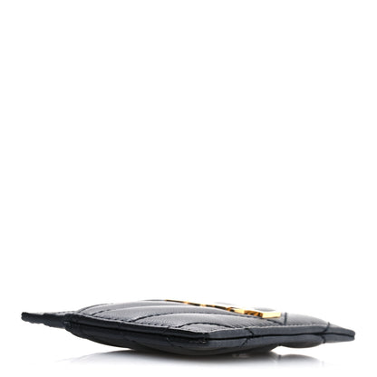 Saint Laurent Lambskin Matelasse Chevron Monogram Credit Card Case Black 4 of 9