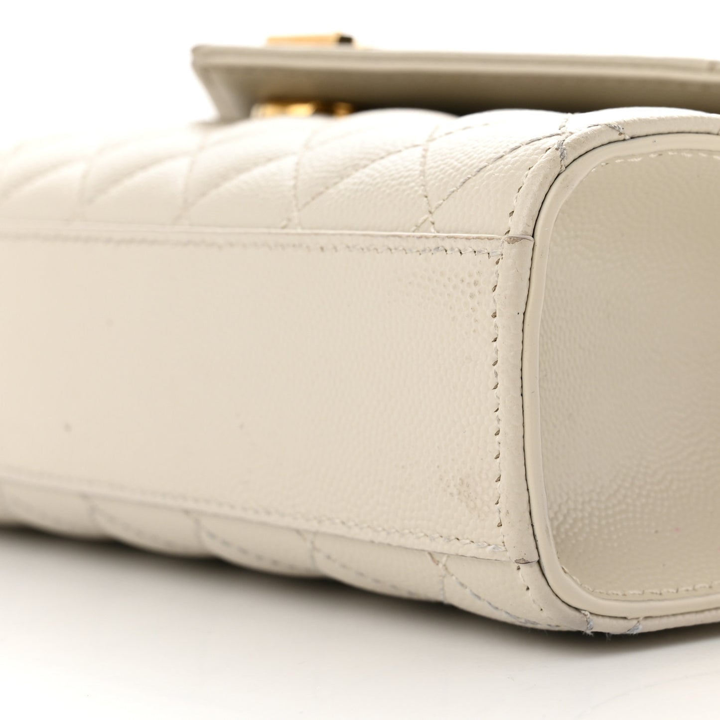 Grain De Poudre Textured Mixed Matelasse Medium Triquilt Monogram Satchel Crema Soft