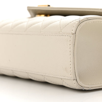 Saint Laurent Grain De Poudre Textured Mixed Matelasse Medium Triquilt Monogram Satchel Crema Soft 12 of 20