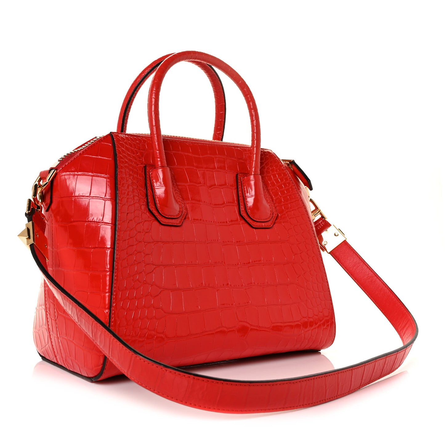 Calfskin Crocodile Embossed Small Antigona Red