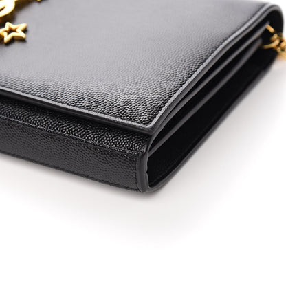 Saint Laurent Grain De Poudre Star Studded Monogram Wallet on Chain Black 9 of 11