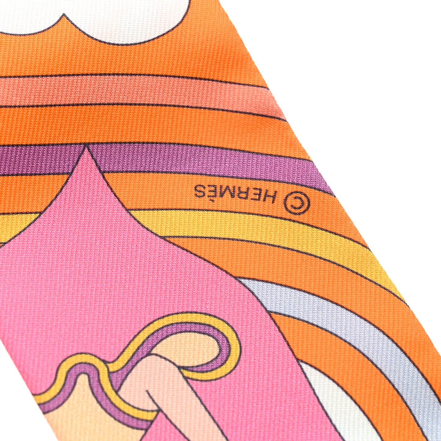 Silk Carres Volants Twilly Orange Rose Malaba