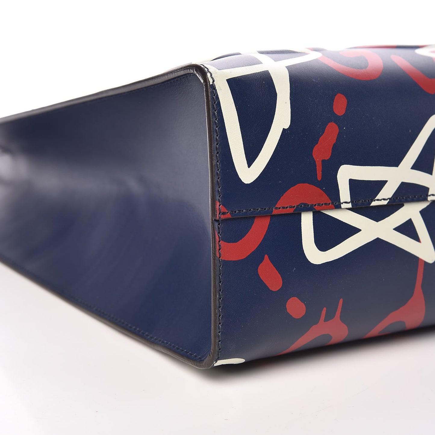 Calfskin GucciGhost Medium XL Tote Blue Agata Hibiscus Red