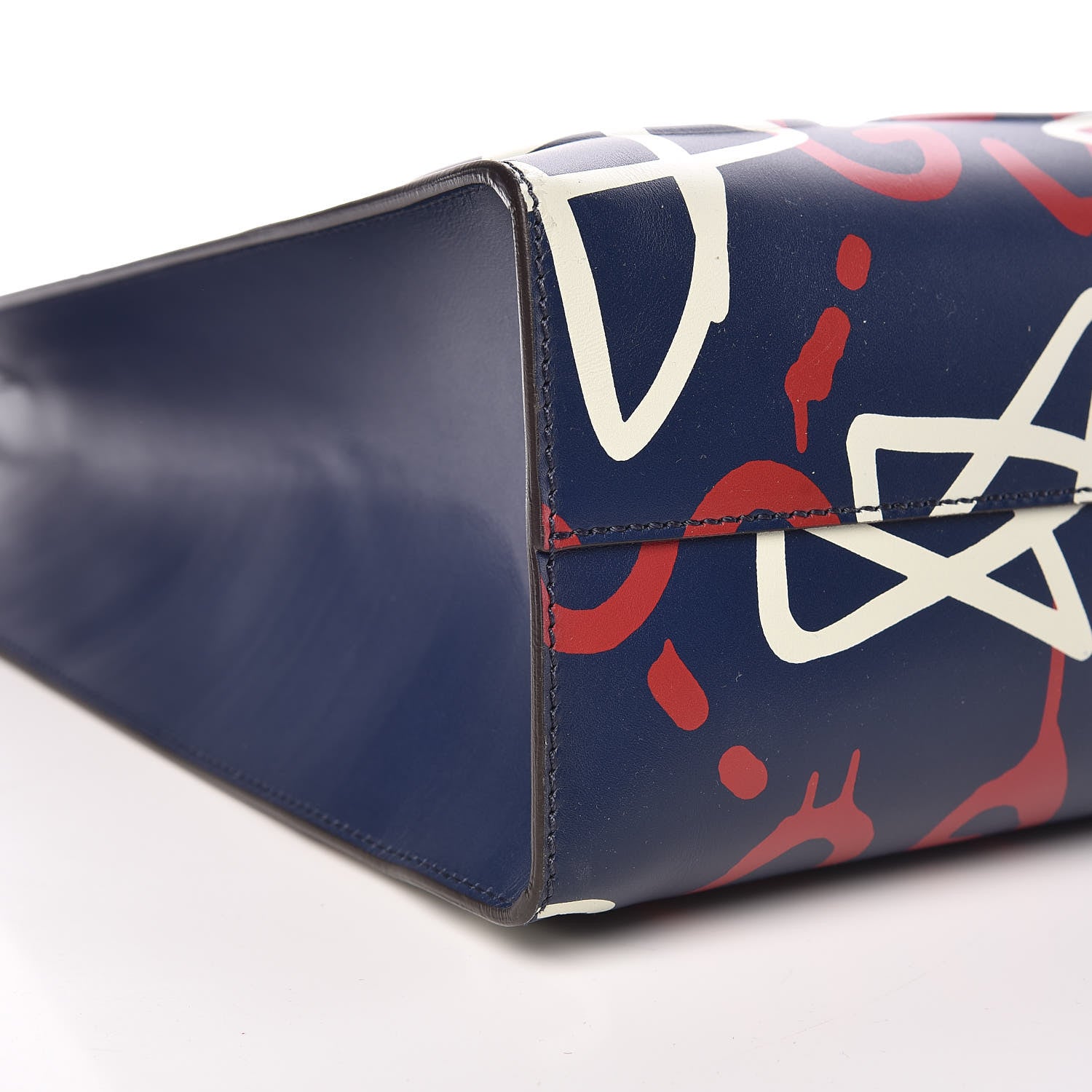 Gucci Calfskin GucciGhost Medium XL Tote Blue Agata Hibiscus Red 5 of 9