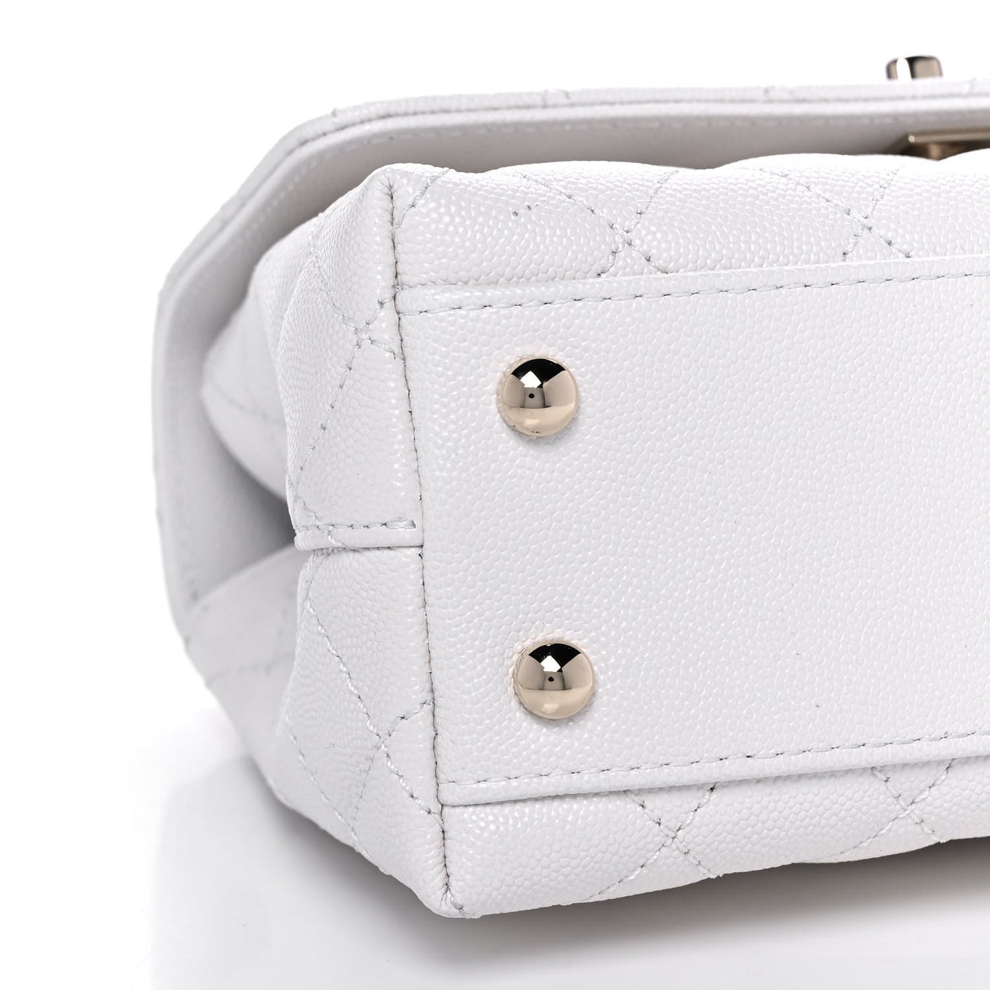 Caviar Quilted Mini Coco Handle Flap White