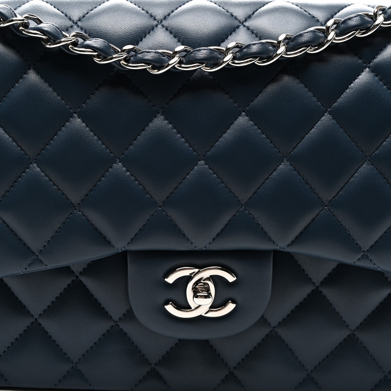 Chanel Lambskin Quilted Jumbo Double Flap Navy 8 of 10