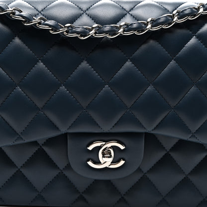 Chanel Lambskin Quilted Jumbo Double Flap Navy 8 of 10