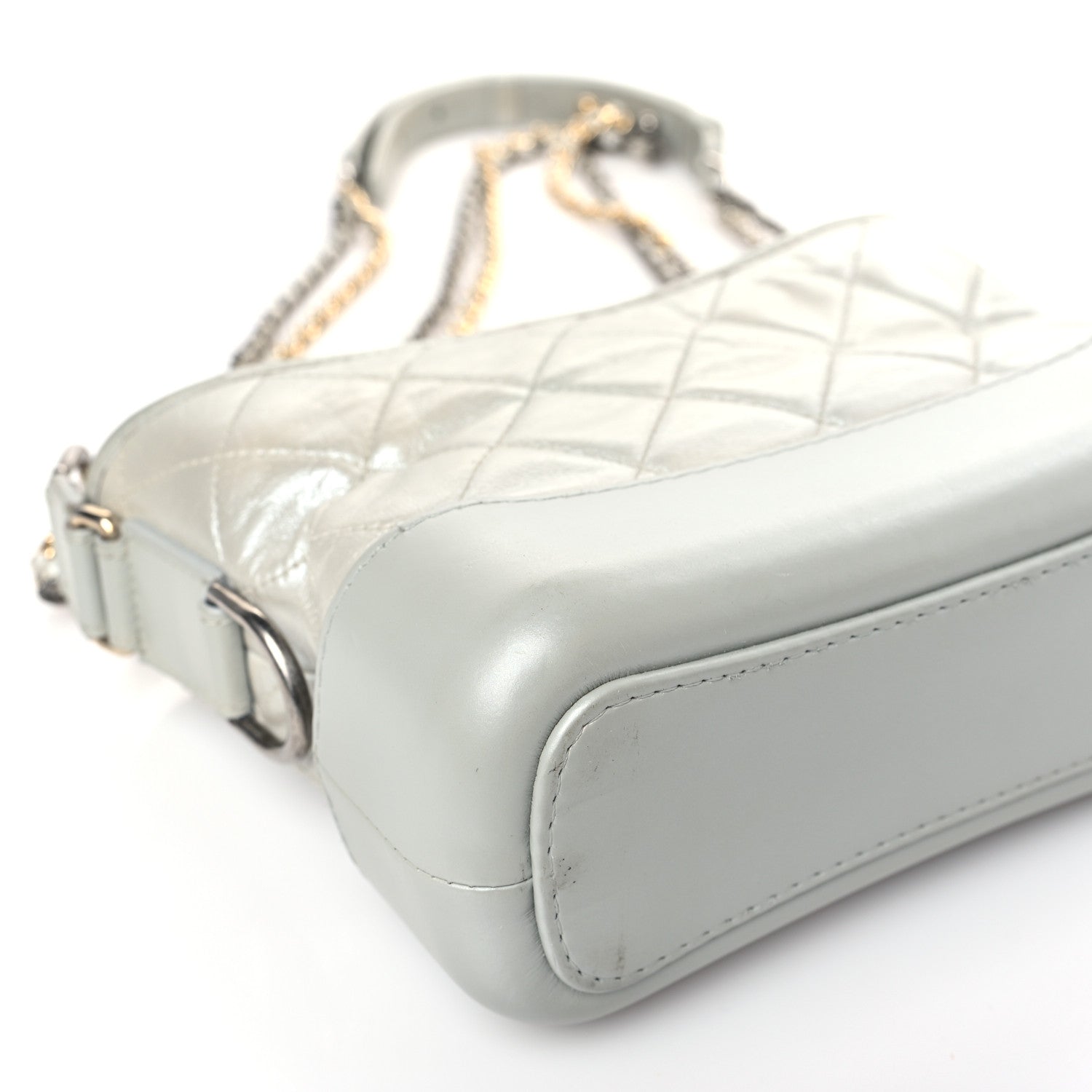 Chanel Metallic Aged Calfskin Quilted Small Gabrielle Hobo Silver 8 of 10
