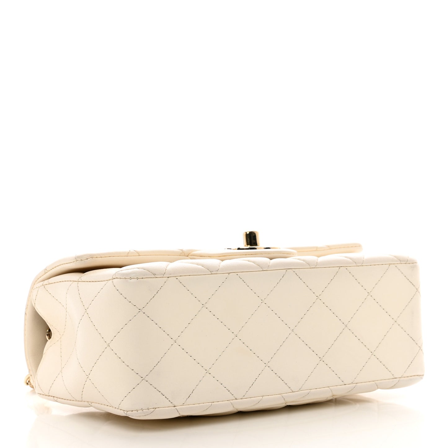 Lambskin Quilted Mini Rectangular Flap White