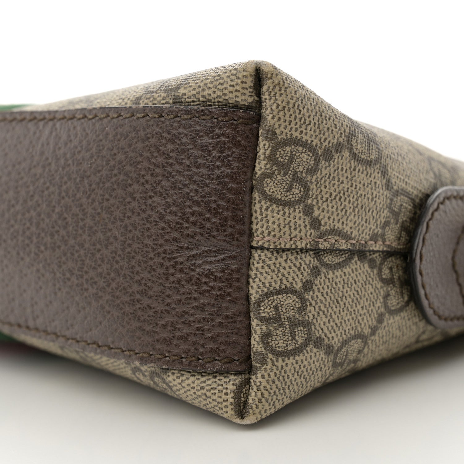 Gucci GG Supreme Monogram Textured Dollar Calfskin Web Small Ophidia Dome Shoulder Bag Beige Ebony New Acero 10 of 14