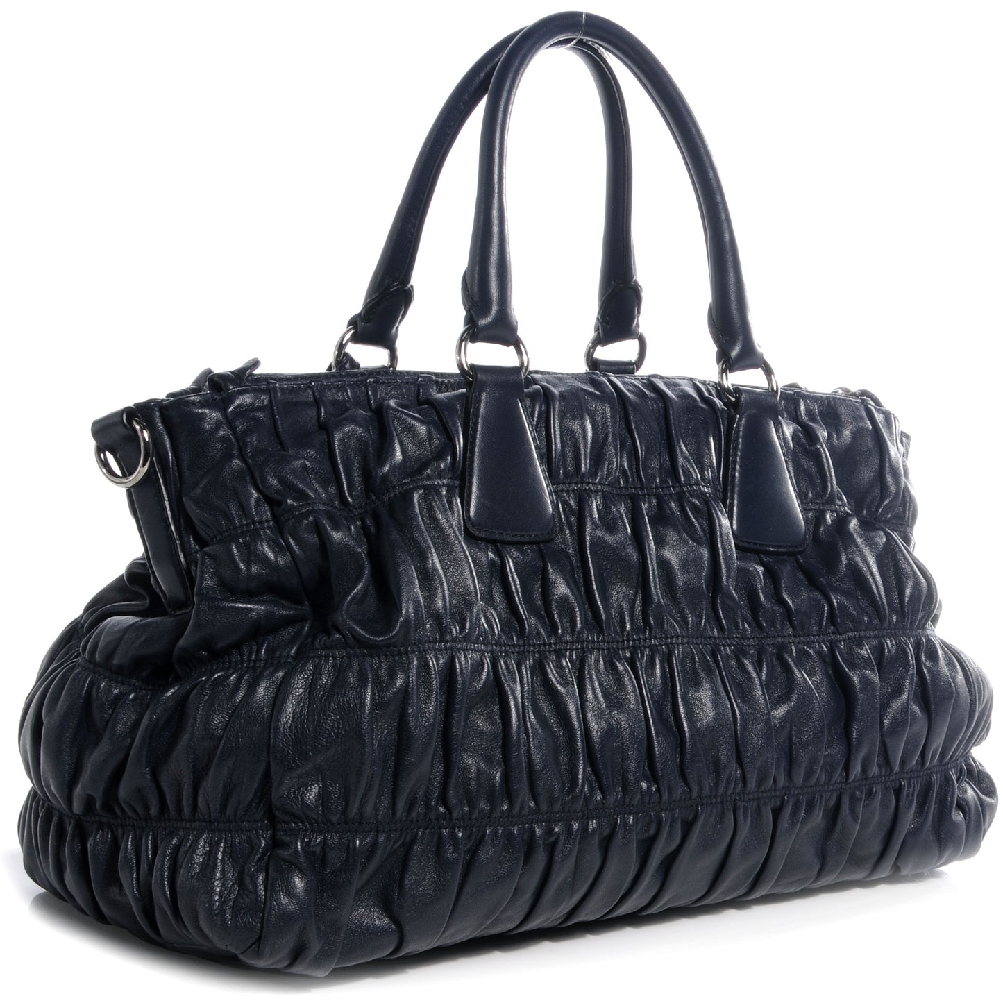 Nappa Leather Double Zip Gaufre Tote BL0743 Navy