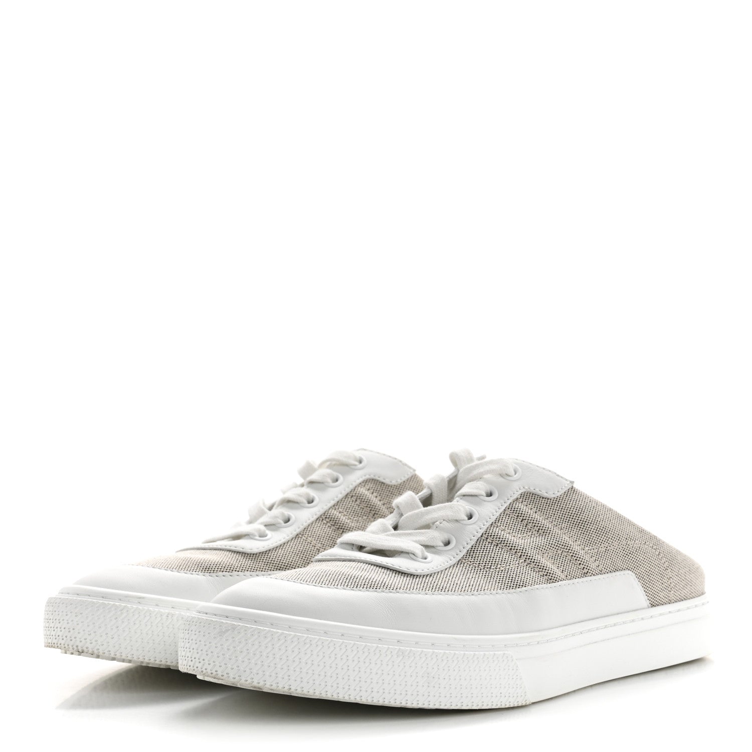 Hermes Calfskin H Canvas Keep Mule Sneakers 39.5 Prunoir White 4 of 12
