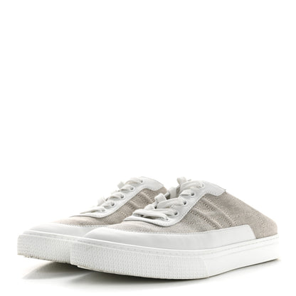 Hermes Calfskin H Canvas Keep Mule Sneakers 39.5 Prunoir White 4 of 12