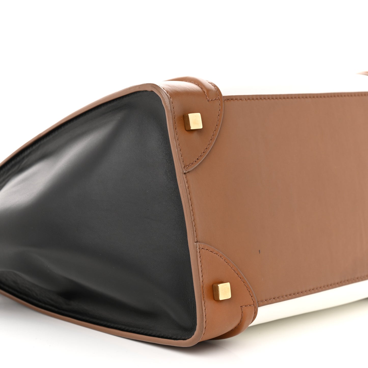 Satin Calfskin Mini Tri-Color Luggage White Brown