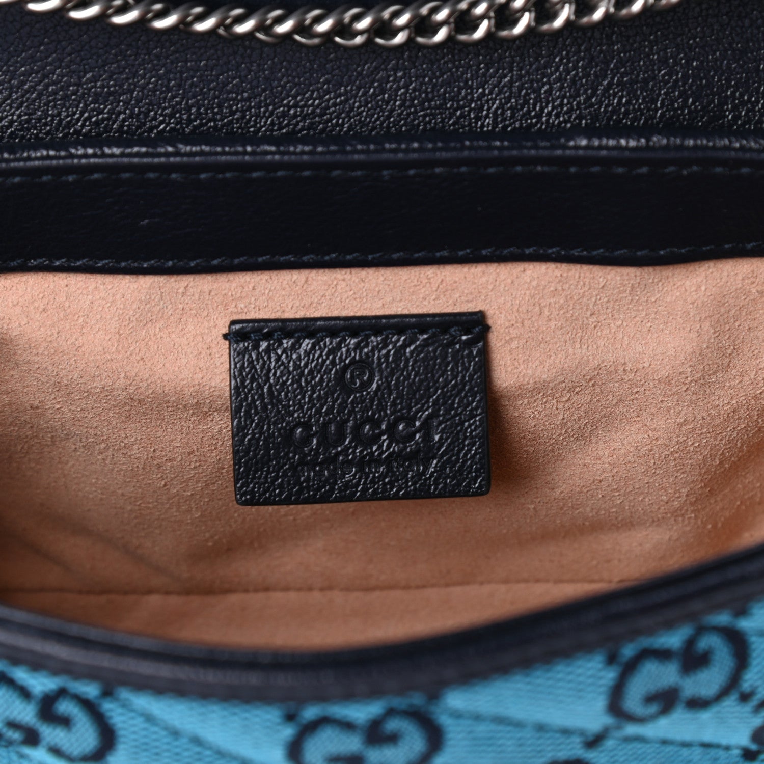 Gucci Monogram Multicolor Matelasse Diagonal Super Mini GG Marmont Shoulder Bag Light Blue 6 of 9
