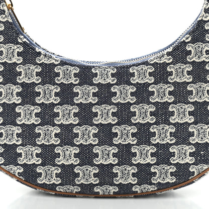 Celine Canvas Calfskin Ava Triomphe Shoulder Bag Blue 9 of 11