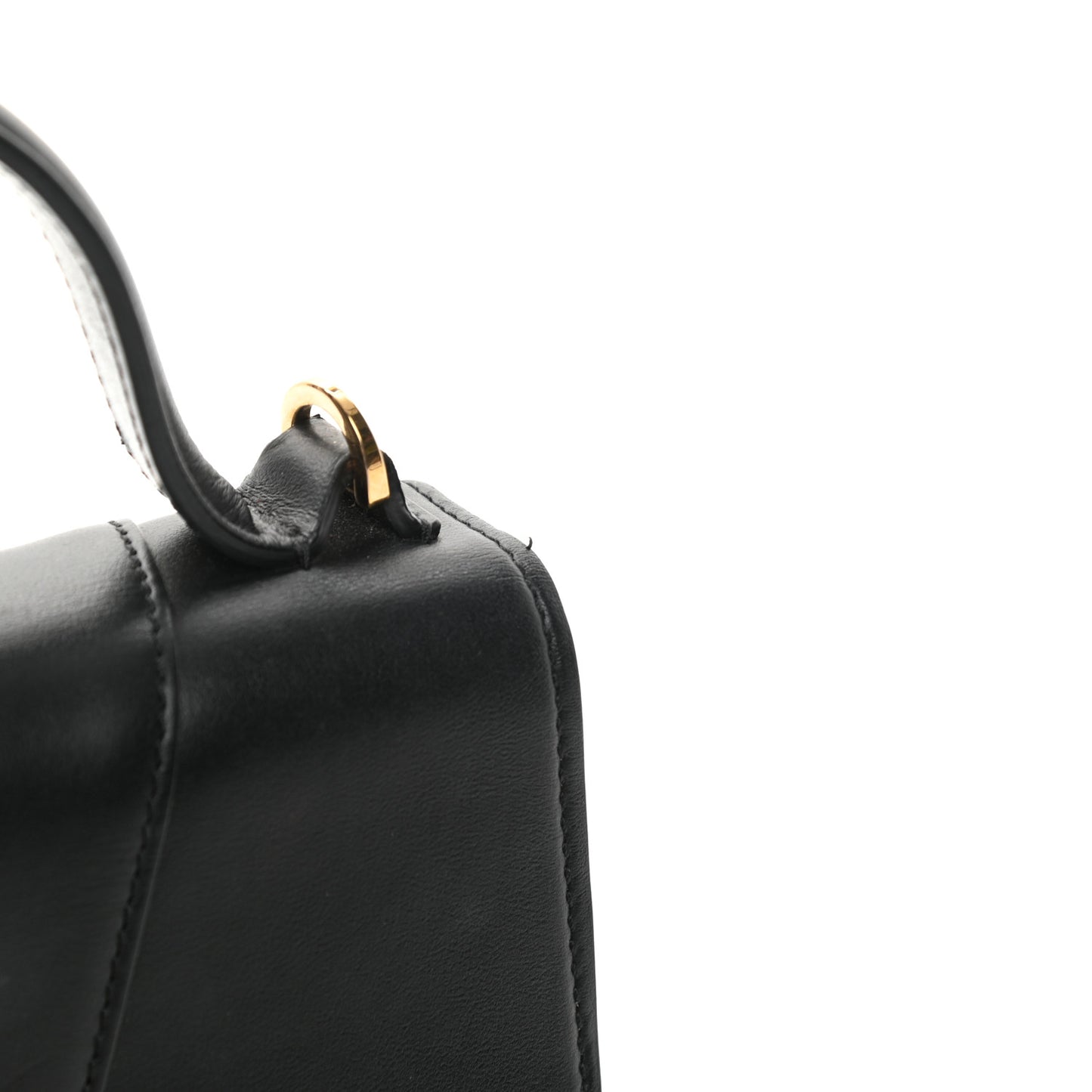 Vitello Barocco Virtus Small Top Handle Shoulder Bag Black