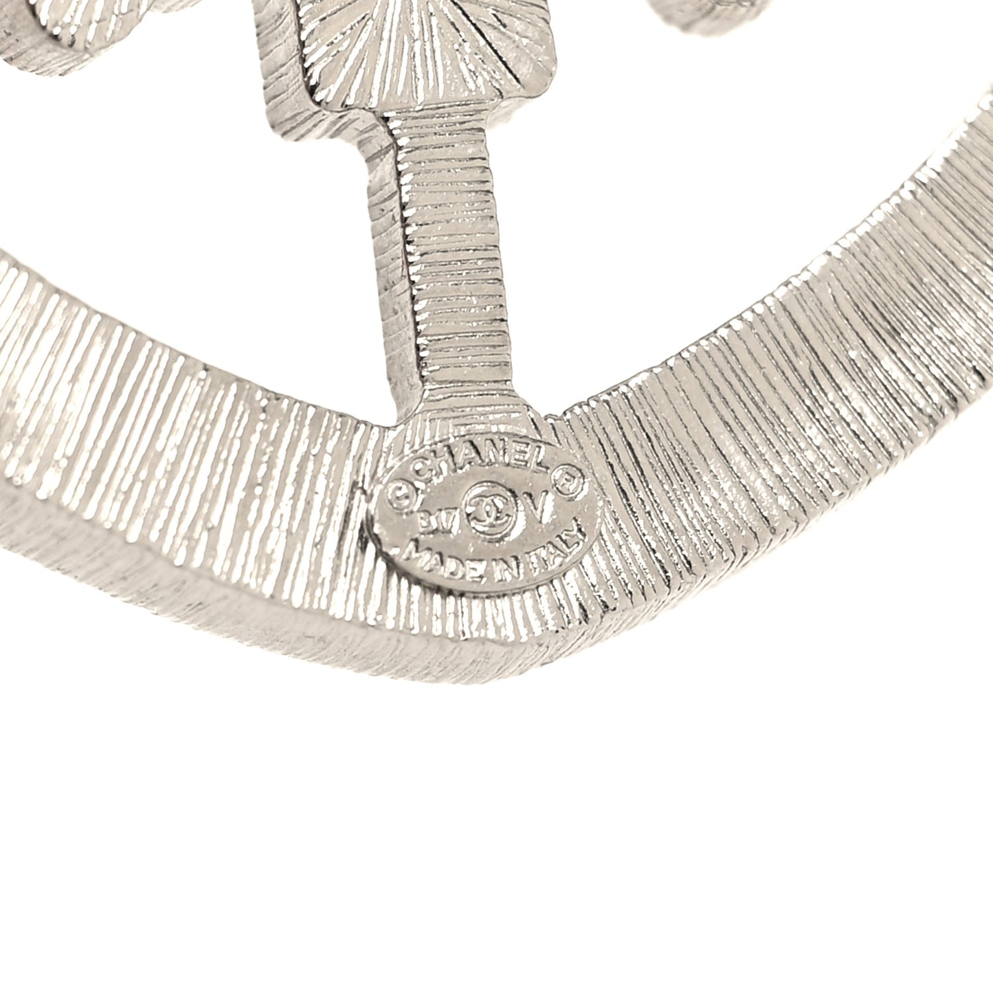 Swarovski Baguette Crystal CC Shield Brooch Silver