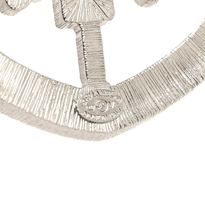 Chanel Swarovski Baguette Crystal CC Shield Brooch Silver 3 of 3
