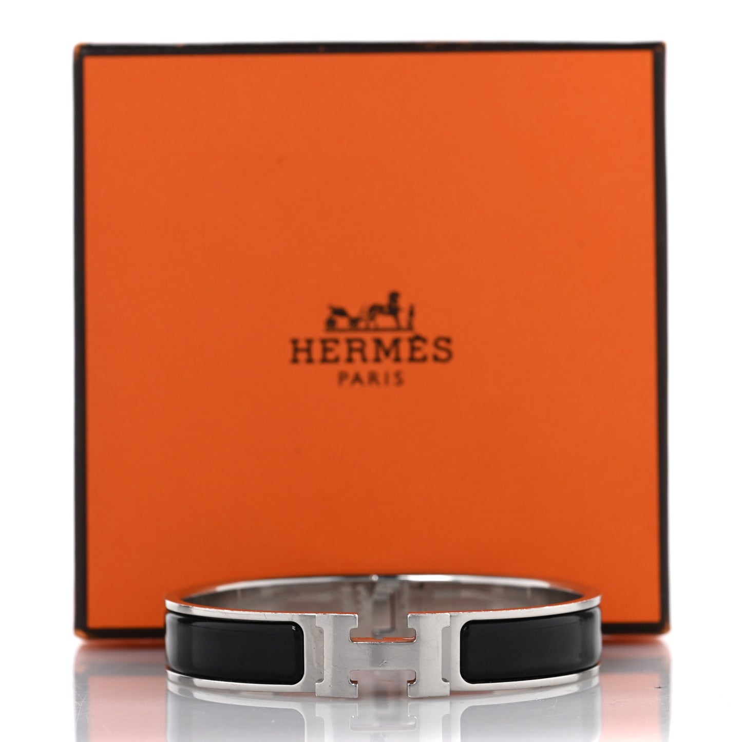 Enamel Narrow Clic Clac H Bracelet GM Black