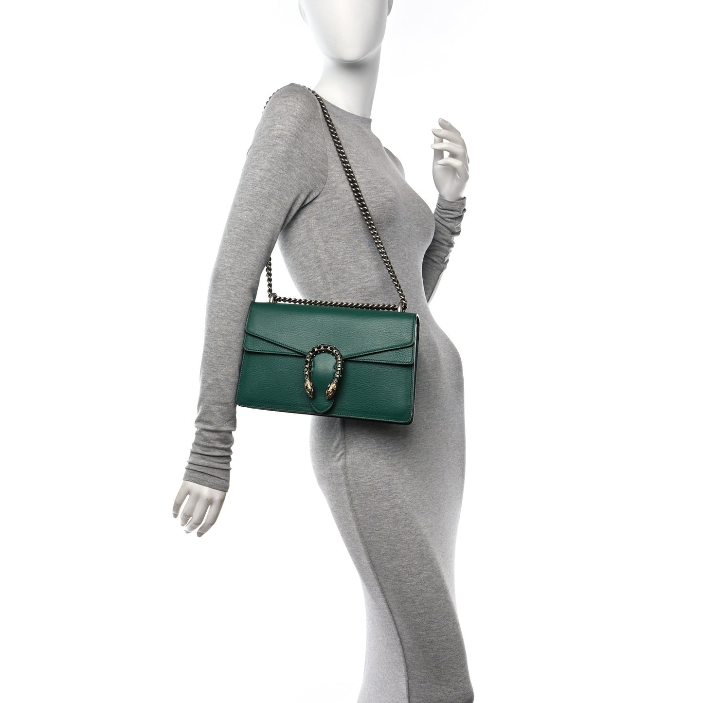 Pebbled Calfskin Small Dionysus Shoulder Bag Emerald