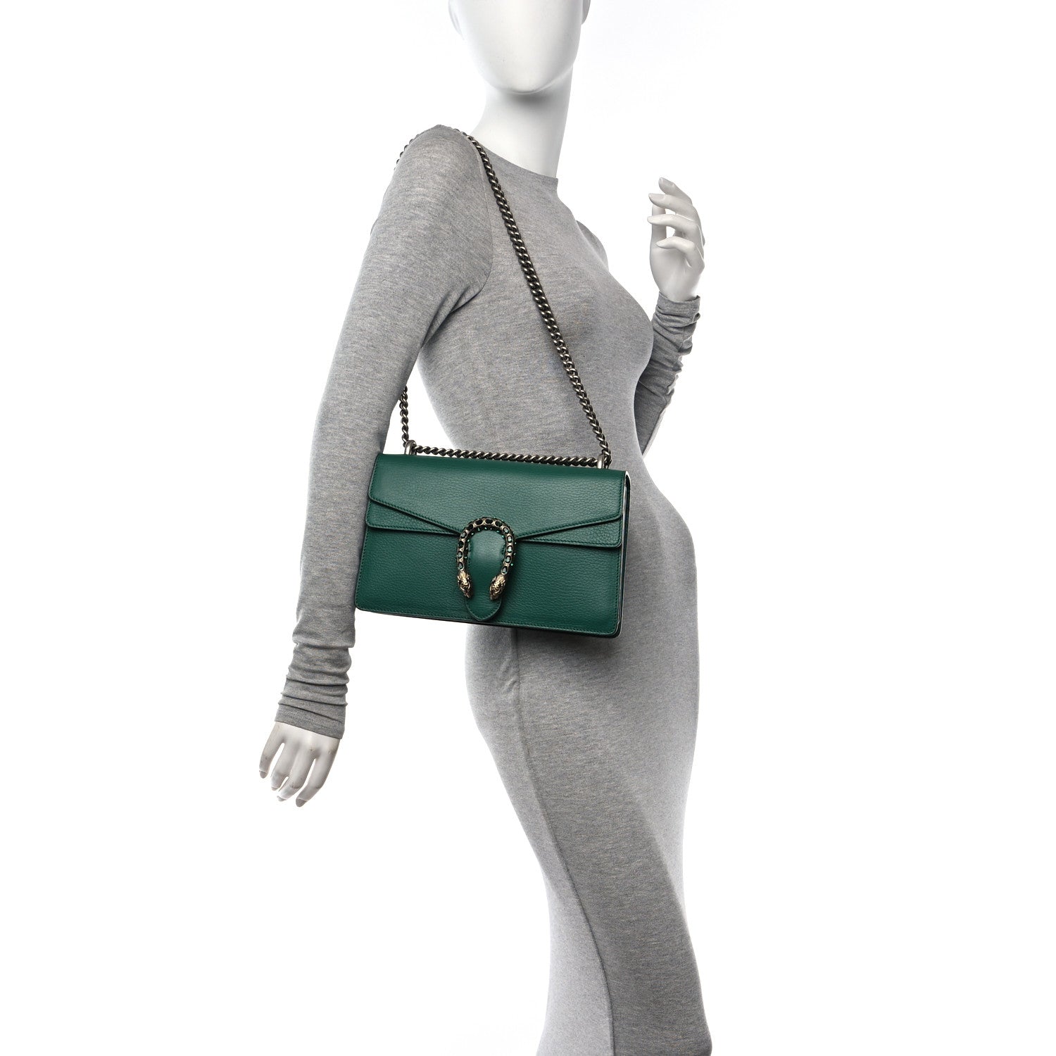 Gucci Pebbled Calfskin Small Dionysus Shoulder Bag Emerald 2 of 12