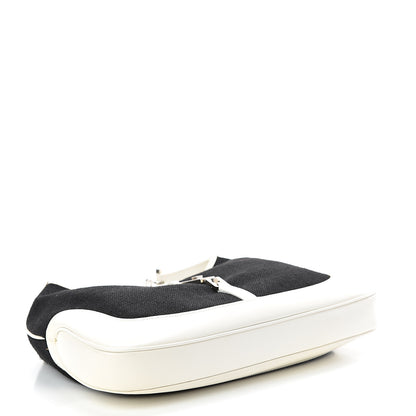 Gucci Canvas Calfskin Jackie O Hobo White Navy 4 of 15