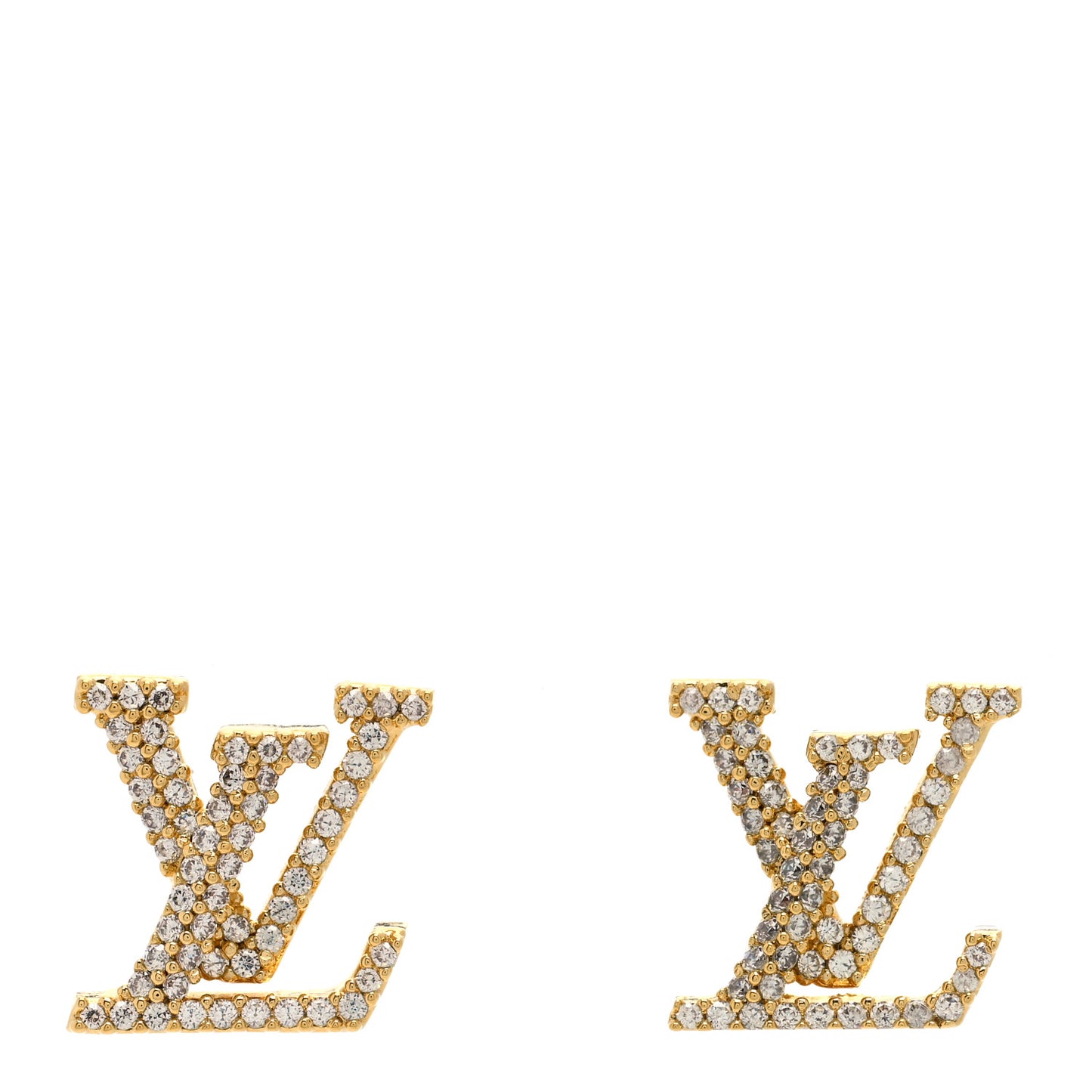 Metal Crystal LV Iconic Earrings Gold
