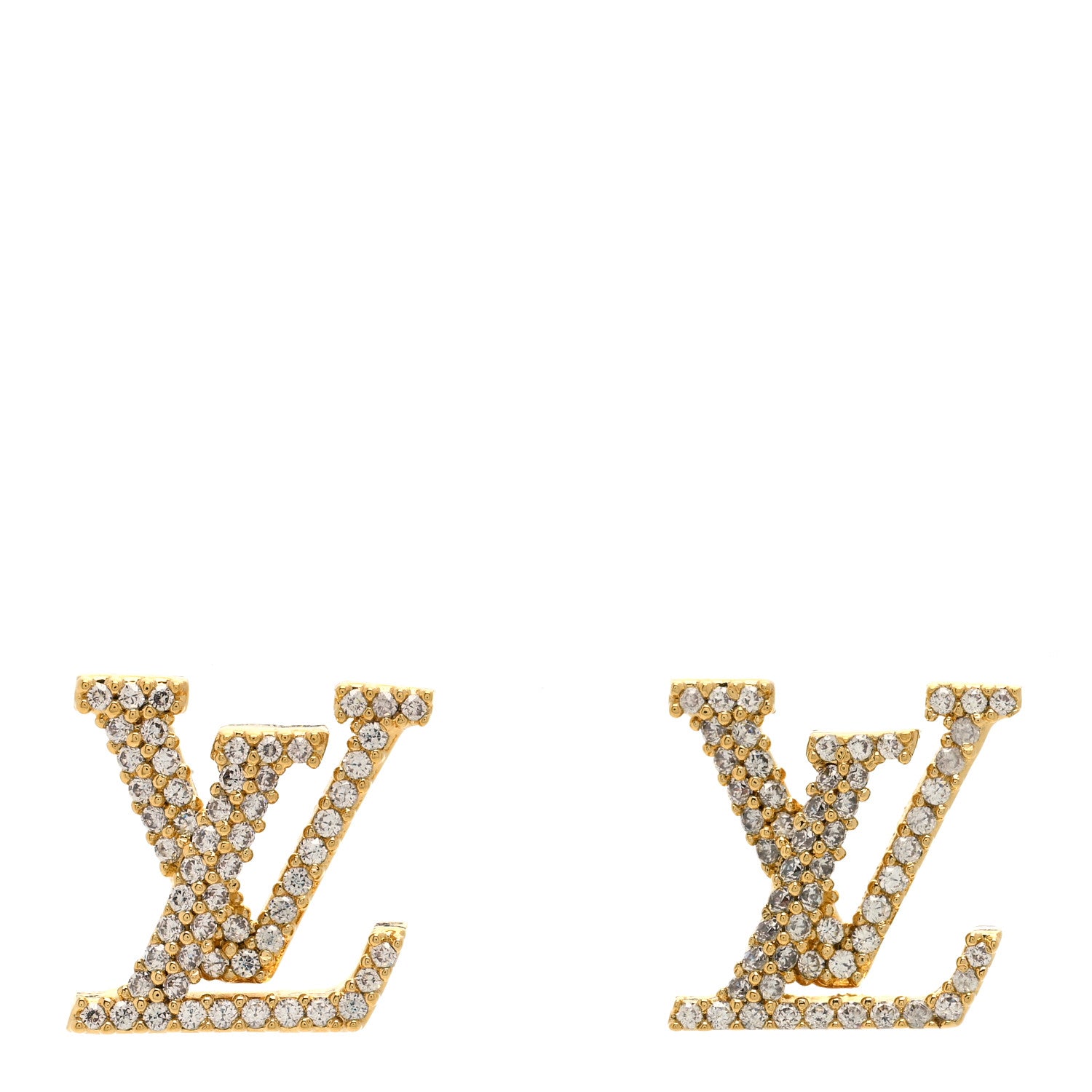 Louis Vuitton Metal Crystal LV Iconic Earrings Gold 1 of 3