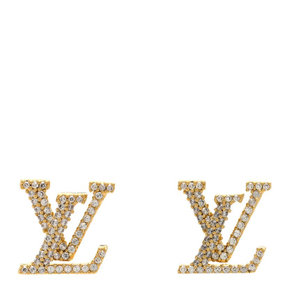 Louis Vuitton Metal Crystal LV Iconic Earrings Gold 1 of 3