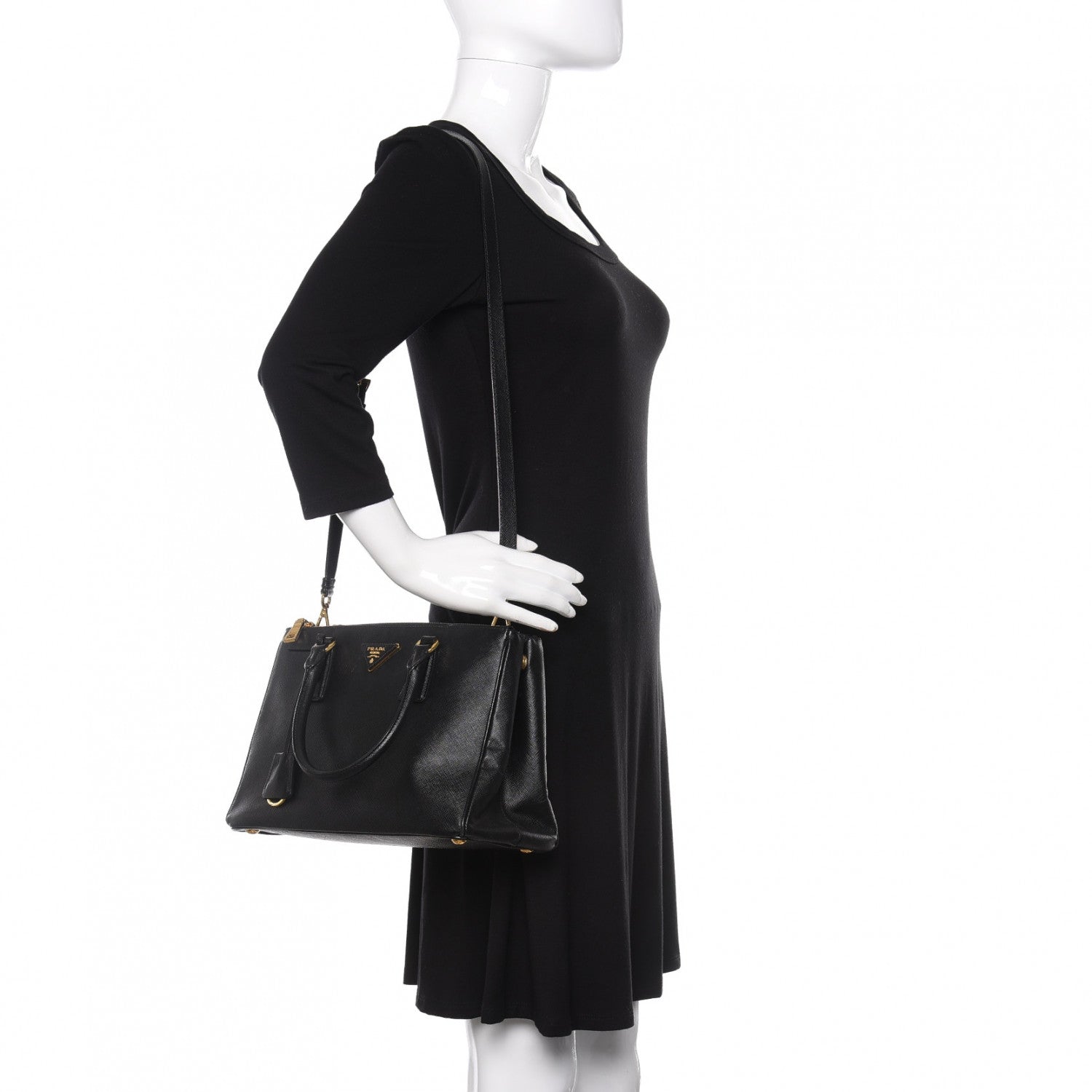 Prada Saffiano Small Galleria Double Zip Tote Black 2 of 16