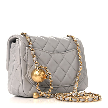 Chanel Lambskin Quilted Mini Pearl Crush Flap Light Grey 3 of 12