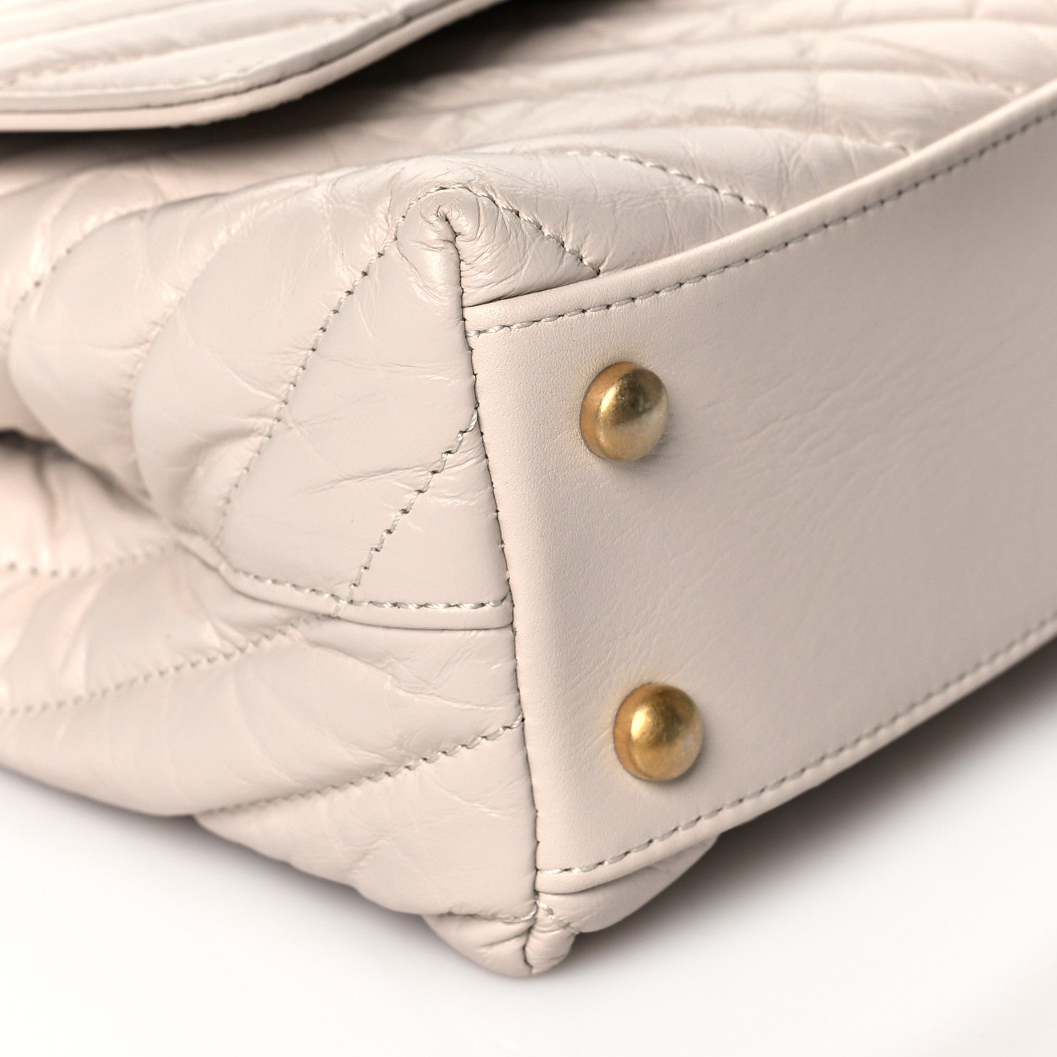 Chanel Aged Calfskin Chevron Quilted Mini Coco Handle Flap Ivory 9 of 10