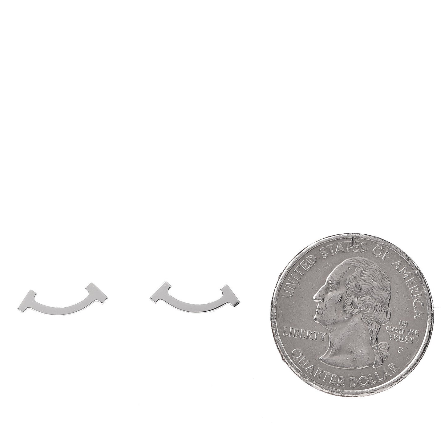 Sterling Silver T Smile Stud Earrings