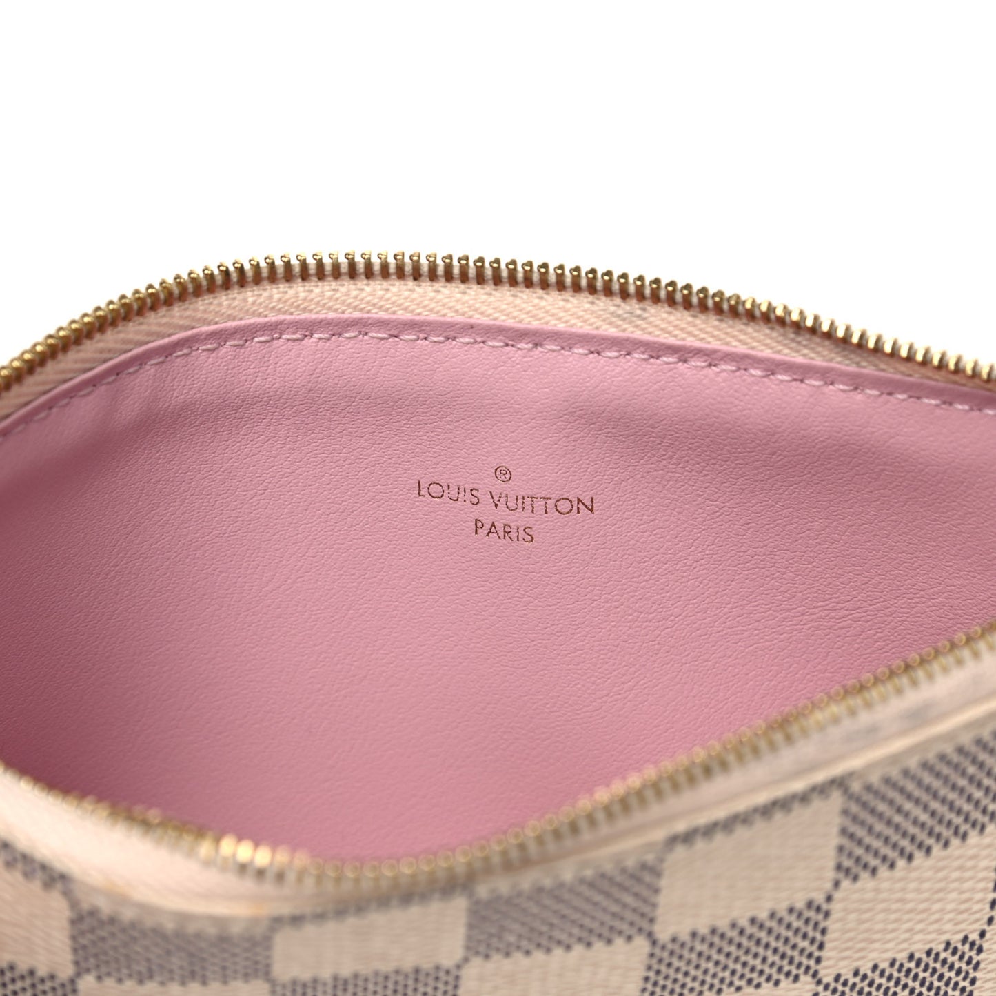 Damier Azur Felicie Chain Wallet Zippered Insert Rose Ballerine