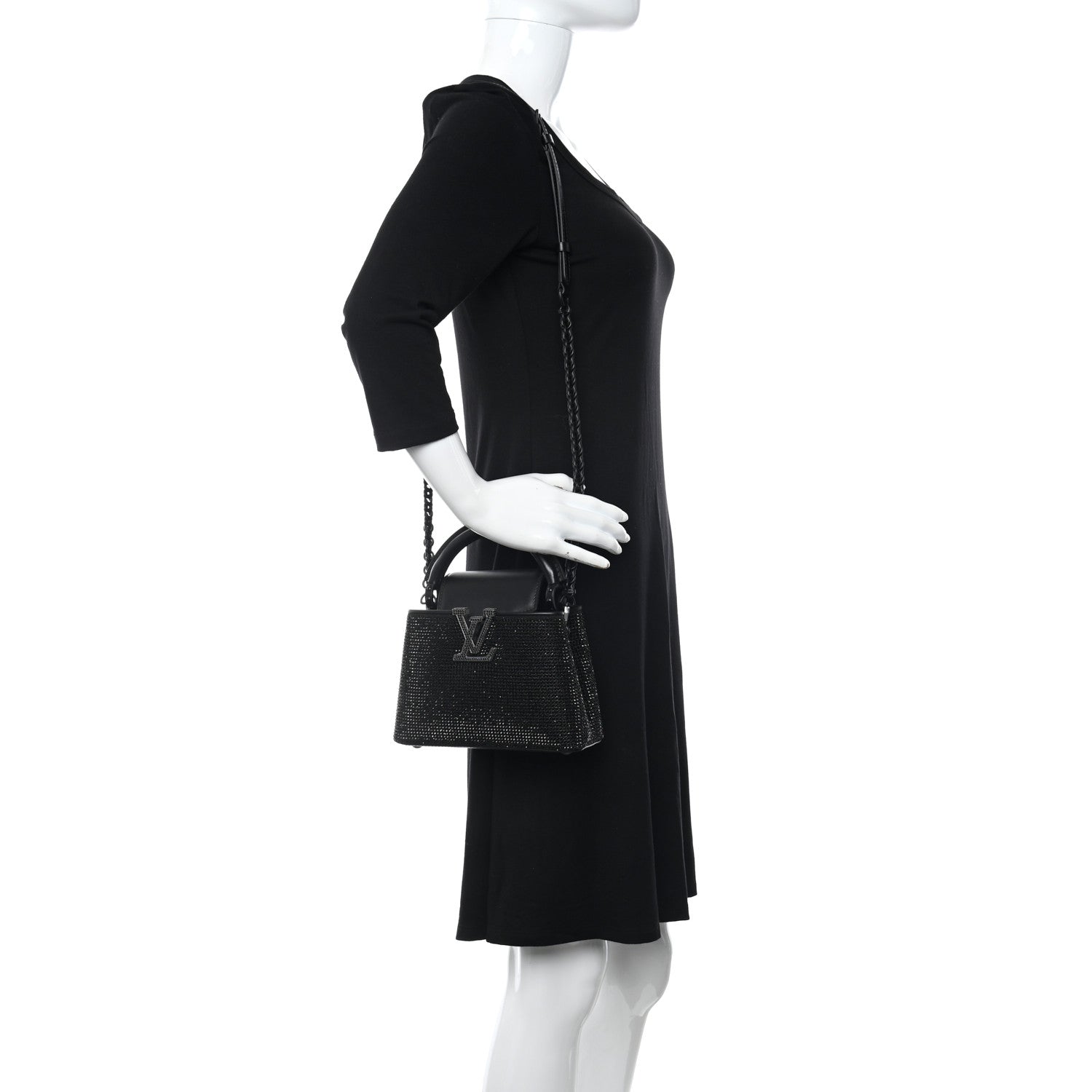 Louis Vuitton Swarovski Calfskin Capucines Mini Black 2 of 10
