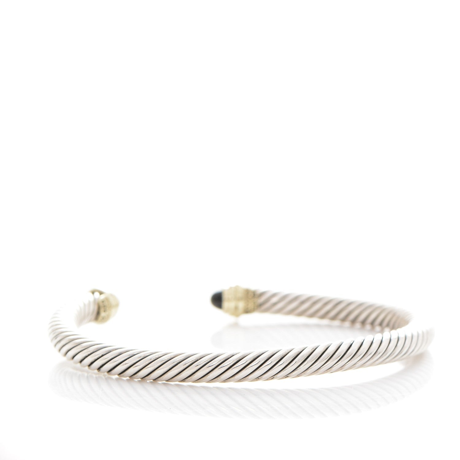 David Yurman Sterling Silver 14K Yellow Gold Black Onyx 5mm Cable Classics Petite Color Bracelet 3 of 4