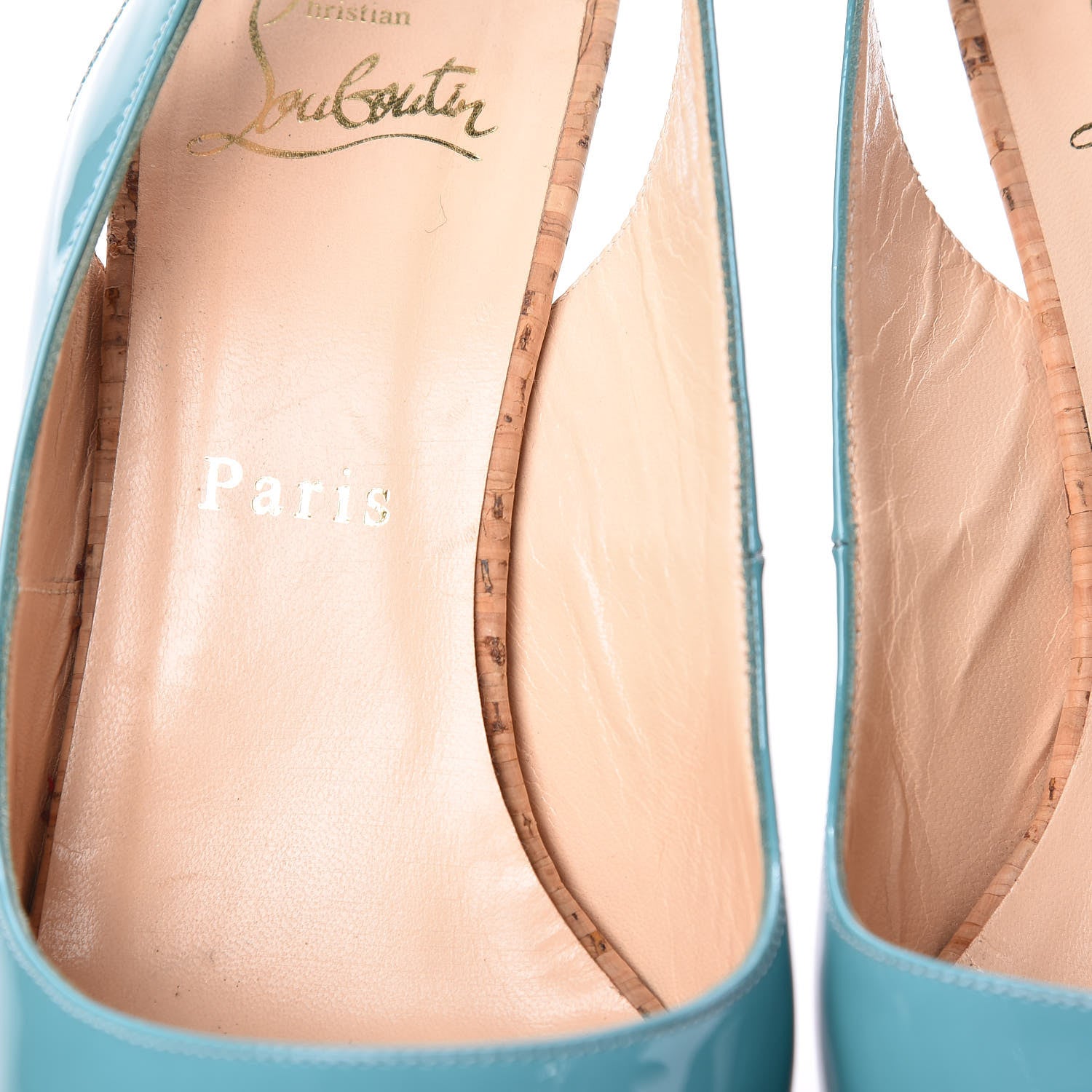 Christian Louboutin Patent Cork So Private 120 Pumps 38.5 Blue 12 of 16
