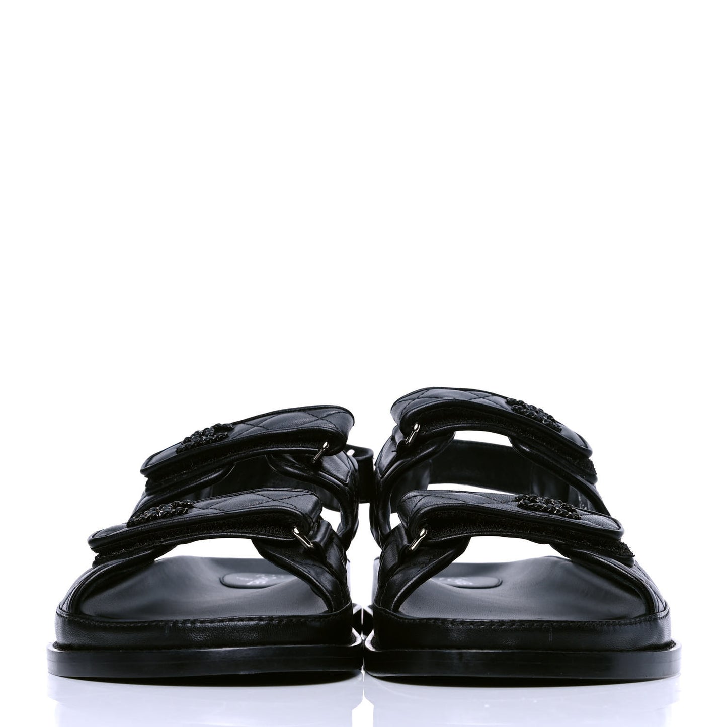 Lambskin Velcro Dad Sandals 41.5 Black