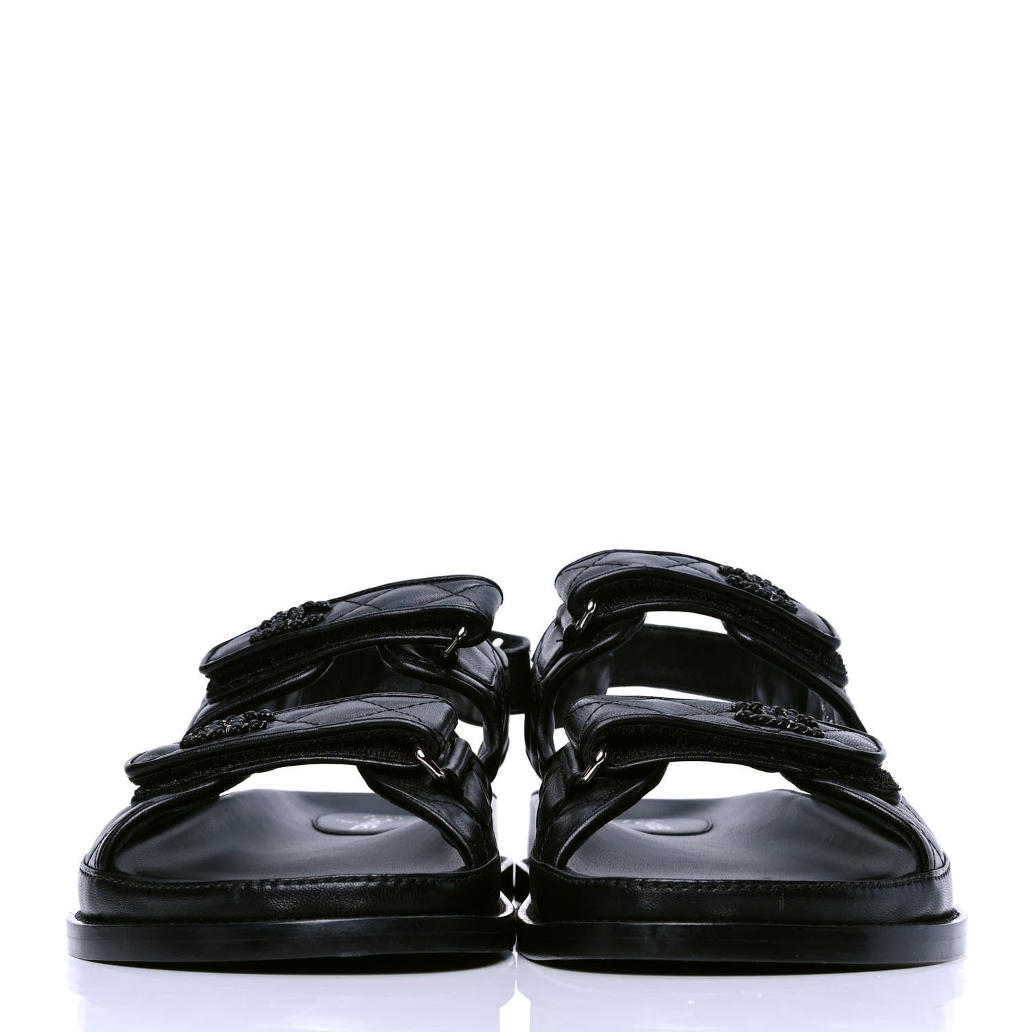 Chanel Lambskin Velcro Dad Sandals 41.5 Black 2 of 4