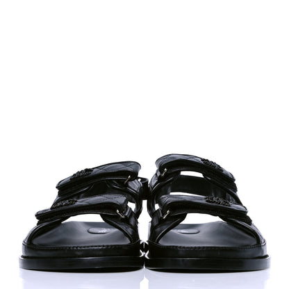 Chanel Lambskin Velcro Dad Sandals 41.5 Black 2 of 4