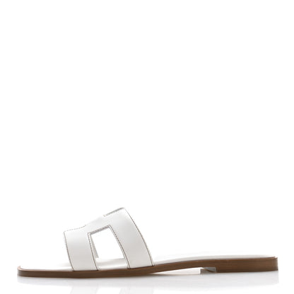 Hermes Box Calfskin Oran Sandals 39.5 White 1 of 8