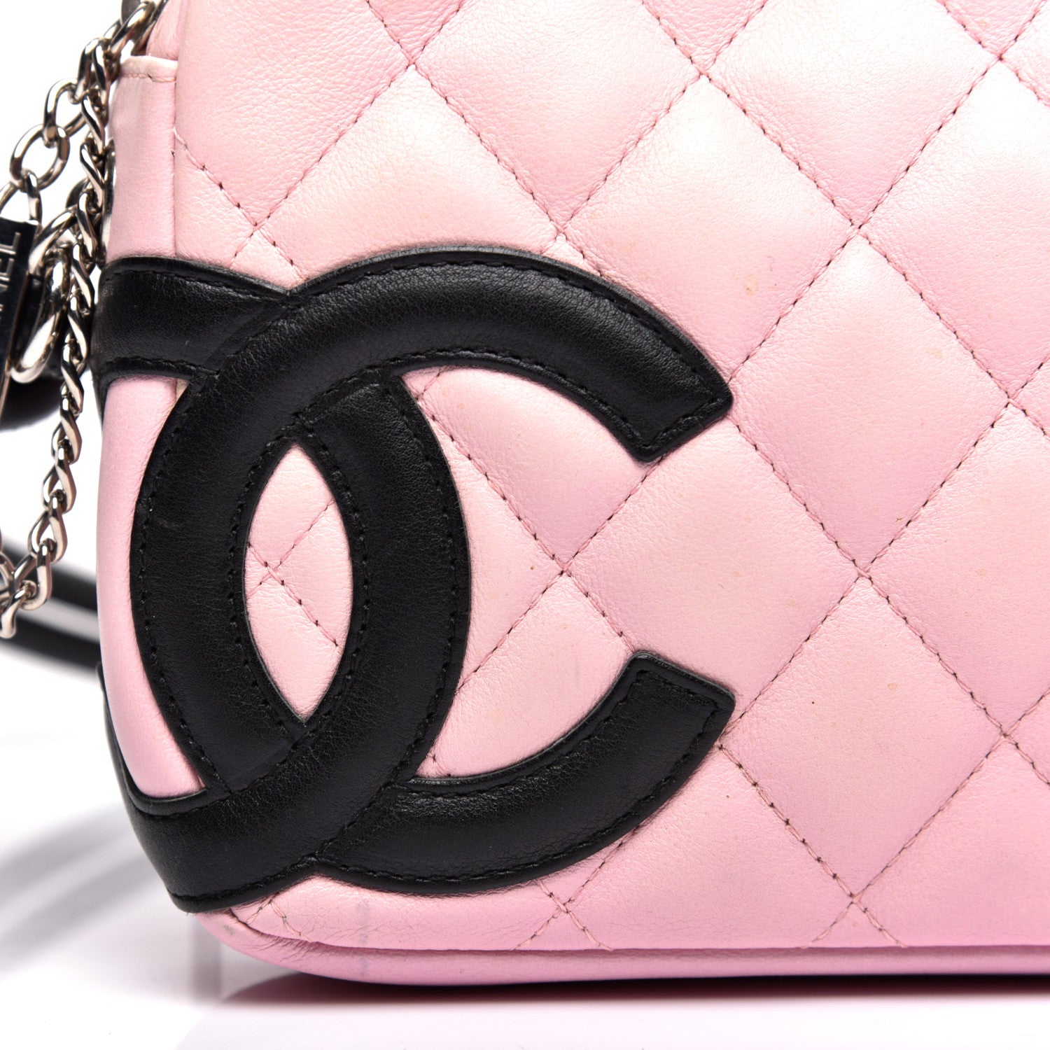 Chanel Calfskin Quilted Cambon Pochette Pink Black 10 of 11