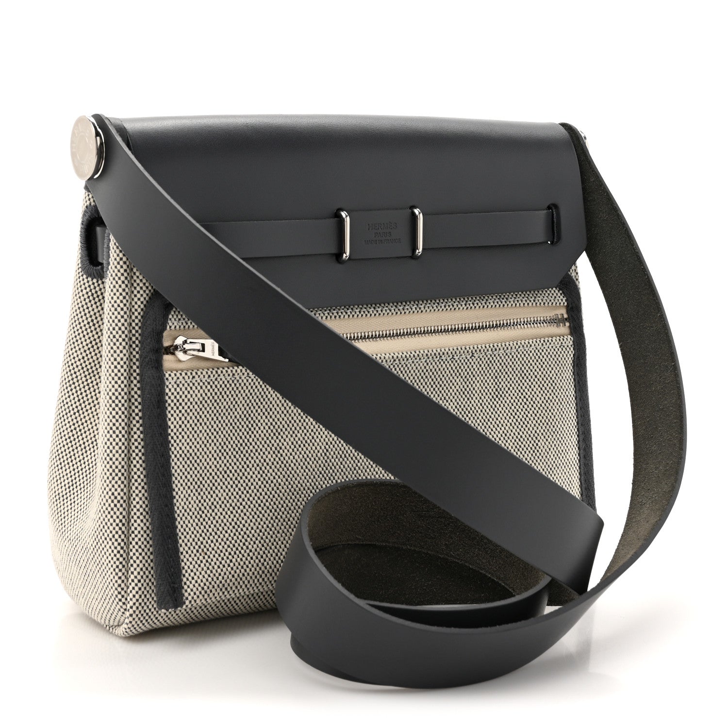 Hermes Military Toile Vache Hunter Herbag Zip Retourne 20 Ecru Ardoise 2 of 11