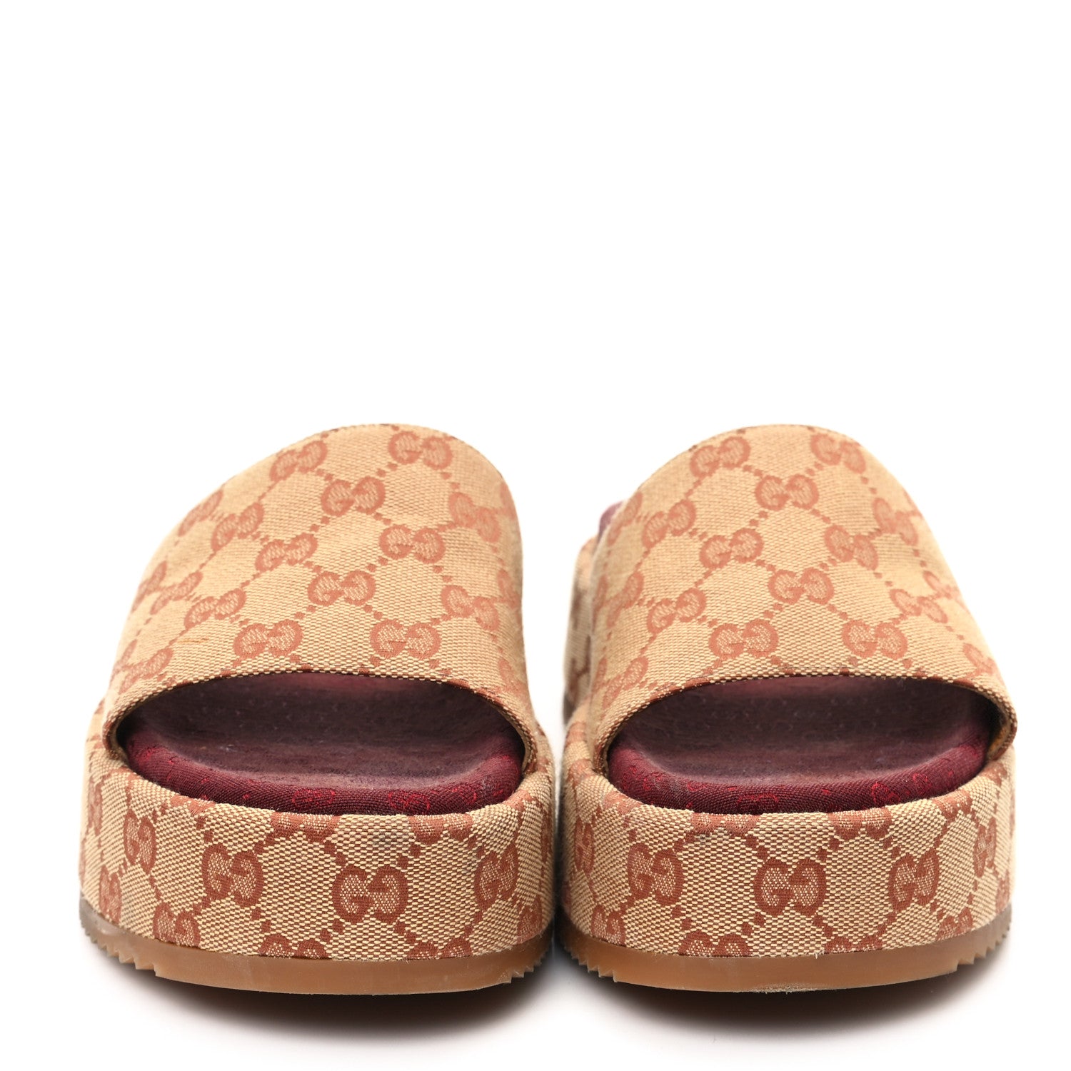Gucci Canvas GG Monogram Angelina Platform Slide Sandals 39 Beige Ruggine 3 of 9