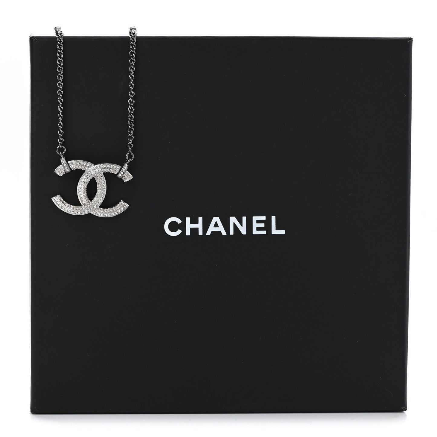 Crystal CC Pendant Necklace Silver