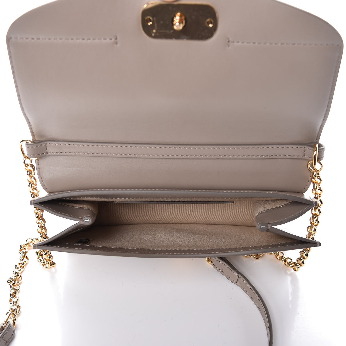Calfskin Suede C Clutch With Chain Motty Grey